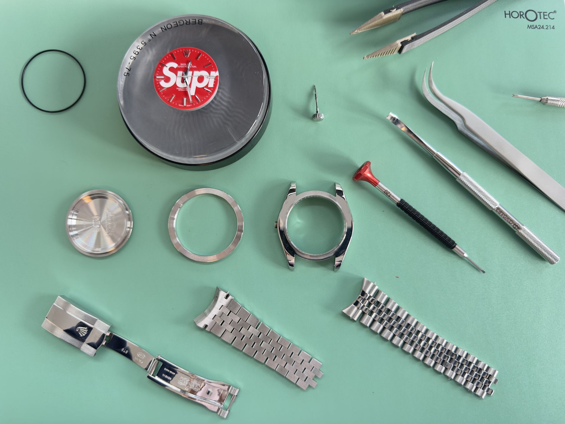 Rolex parts as received, before plating, bare steel